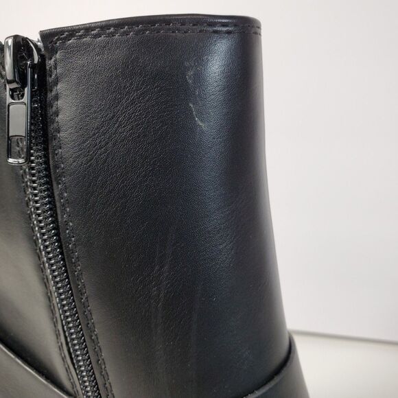 Soda Edwina Cowboy Boot 7.5M Black Pointed Toe Western Moto Biker - Picture 3 of 9